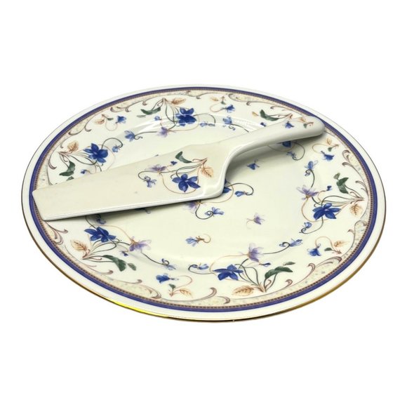 Andrea By Sadek Other - Andrea by Sadek Cake/Pie Plate & Server Violet Floral Design Vintage